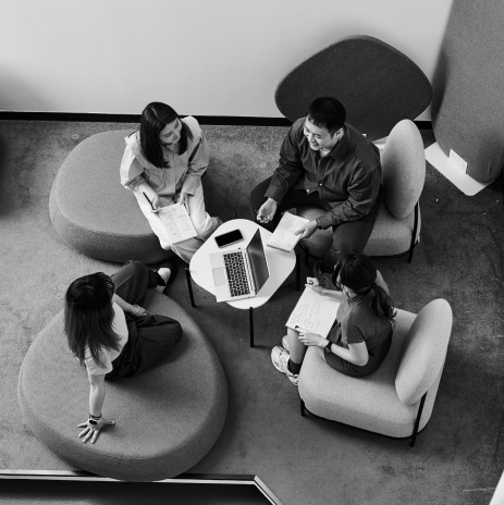 Team collaborating in a creative meeting